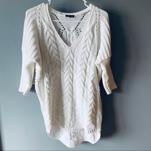 Express cable knit V-neck sweater